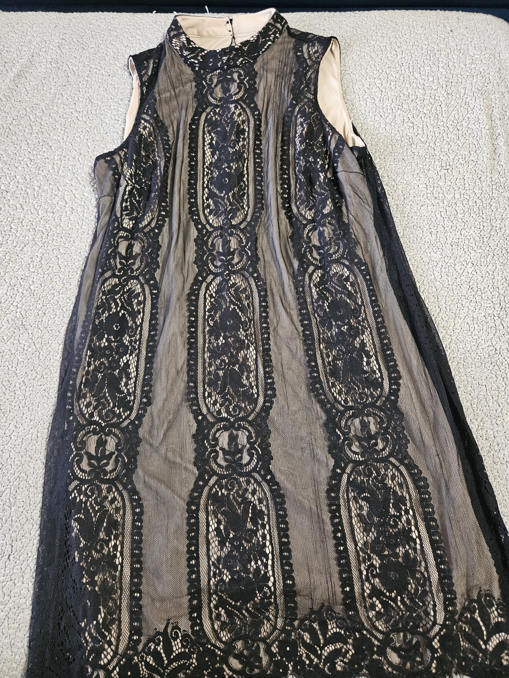 Luxology Black Lace Overlay Dress with Nude Lining